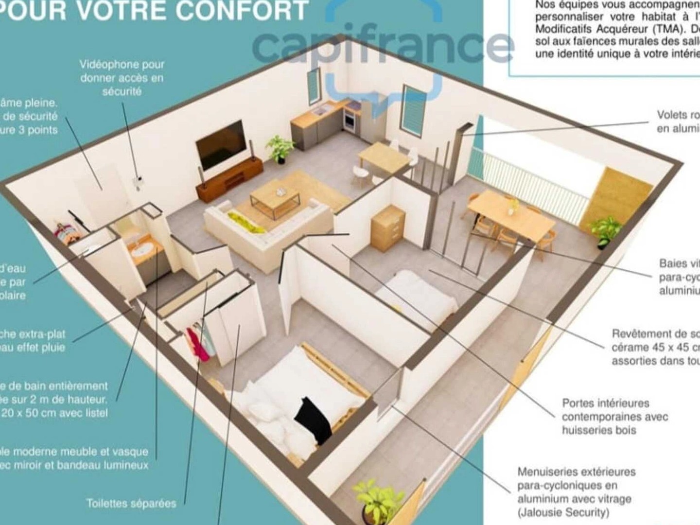 Appartement à vendre - 4 pièces - 82m2 - Baie-Mahault (97122)