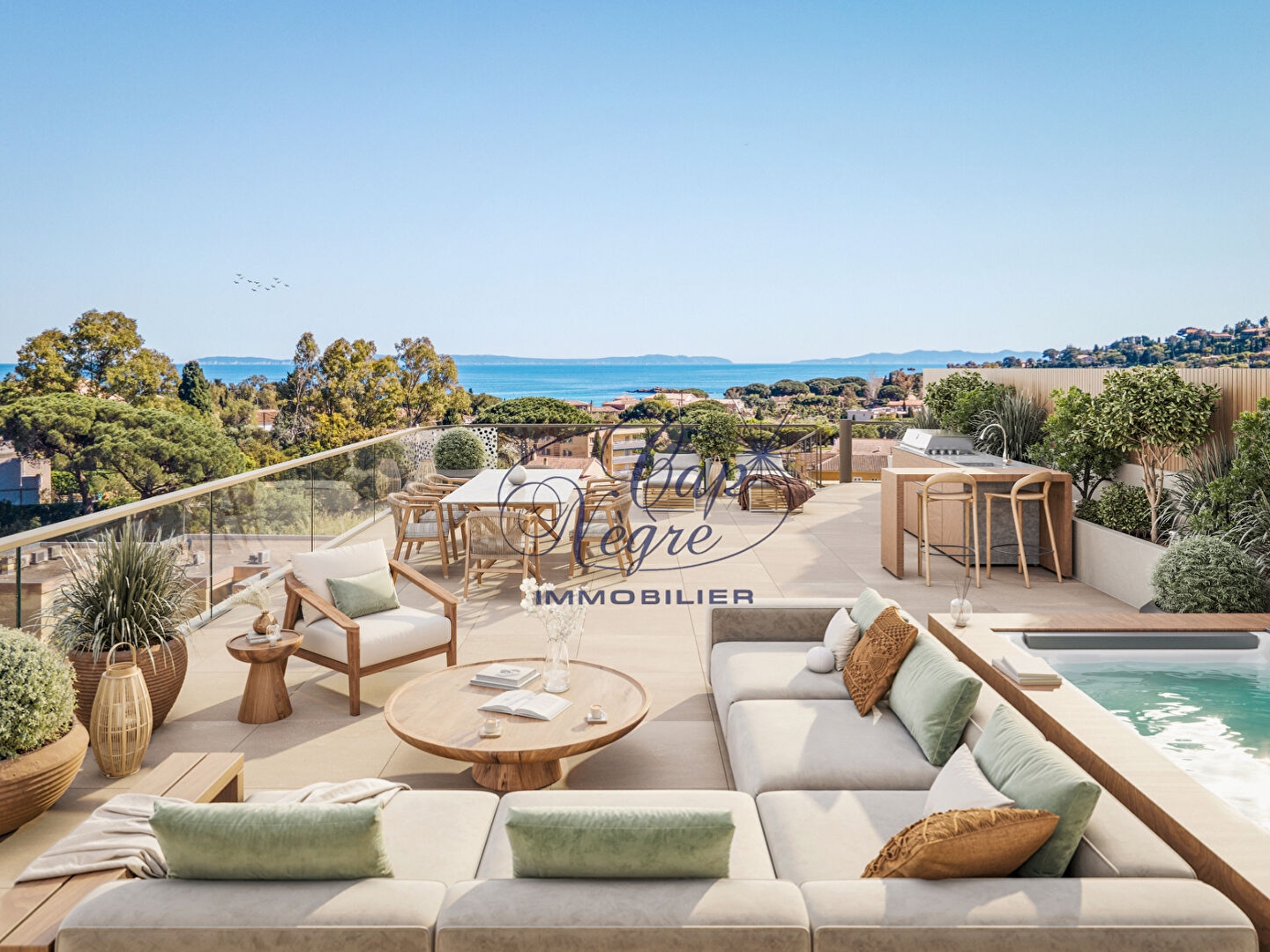 Appartement d'exception avec rooftop, exposition sud et vue mer au Lavandou