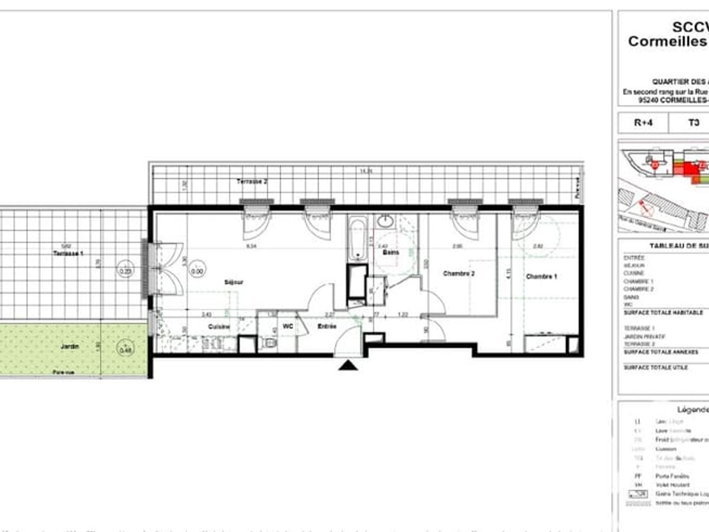 Appartement à vendre - 3 pièces - 66m2 - Cormeilles-En-Par... (95240)