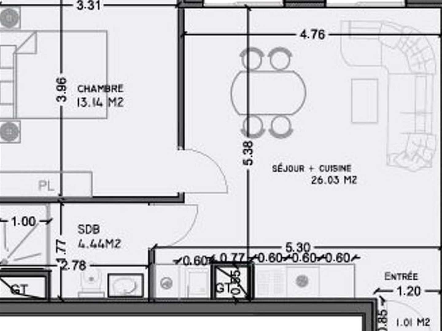 Appartement 2 pièces 45 m²