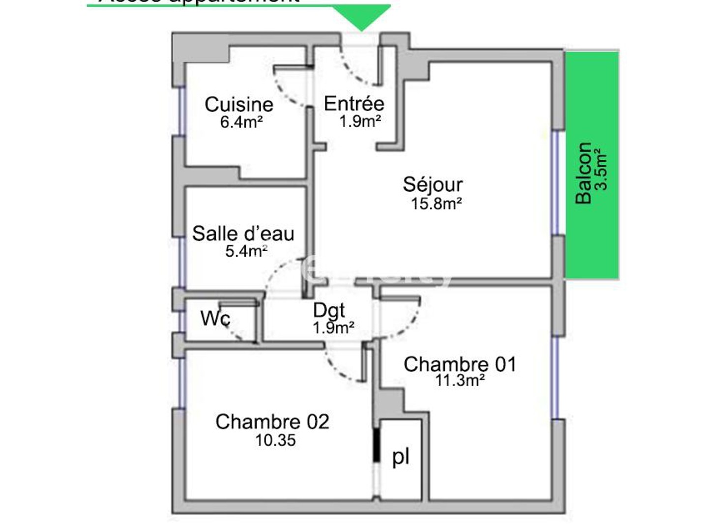 Appartement à vendre - 3 pièces - 54m2 - Verrières-Le-Buisson (91370)