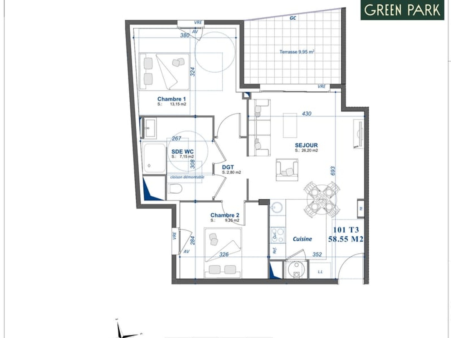 Appartement à vendre - 3 pièces - 58m2 - Toulon (83100)