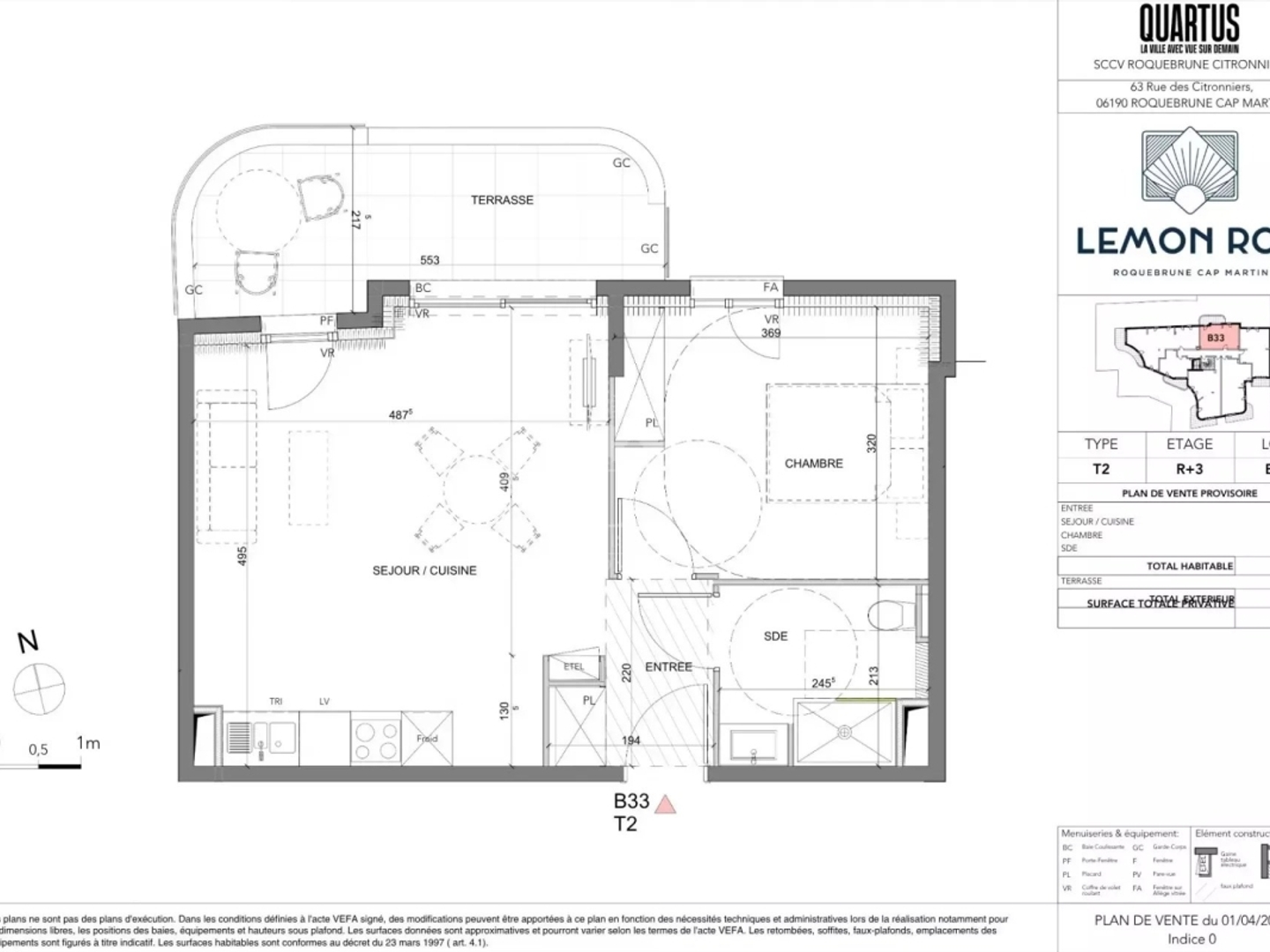 Roquebrune-Cap-Martin · T2 B33 - Lemon Roc · Appartement neuf avec terrasse, livraison fin 2028, frais de notaire réduits et parking inclus