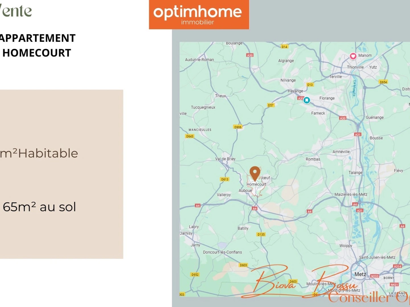 Appartement à vendre - 3 pièces - 57m2 - Homécourt (54310)