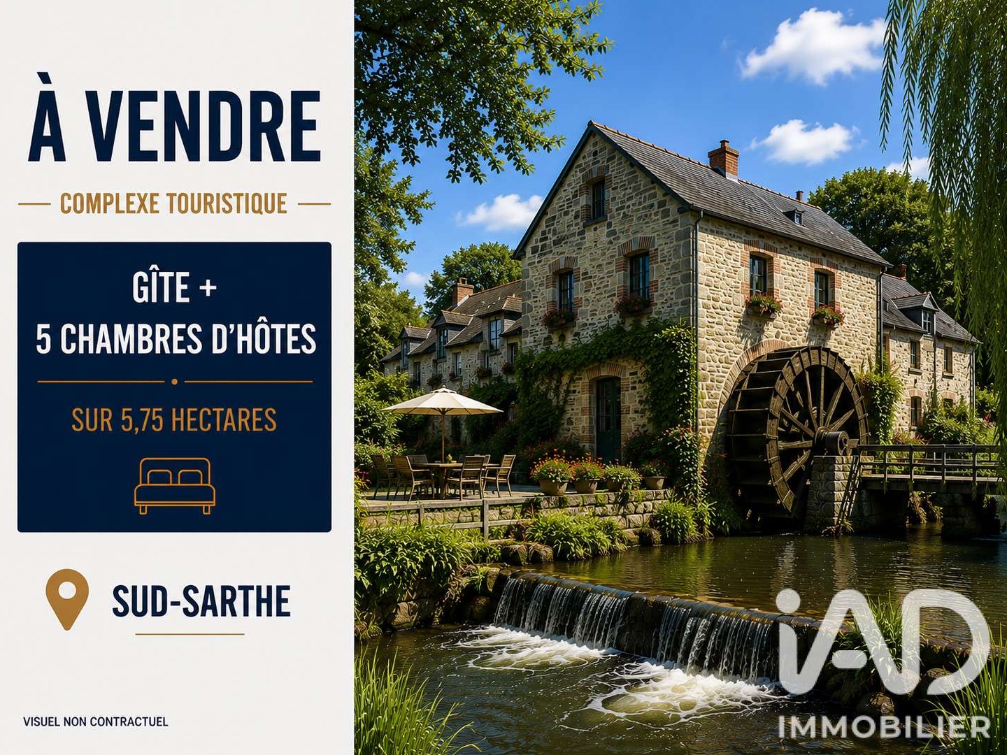 Vente moulin pour hébergement touristique Le Mans