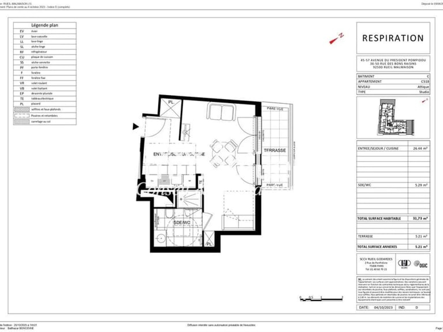 Appartement à vendre - 1 pièce - 32m2 - Rueil-Malmaison (92500)