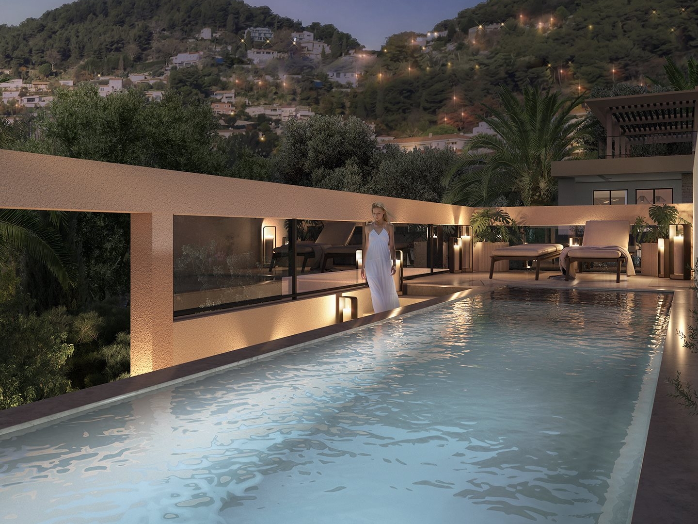 Au-Dessus de la baie d'Èze, l'appartement s'ouvre sur une immense terrasse face à la mer