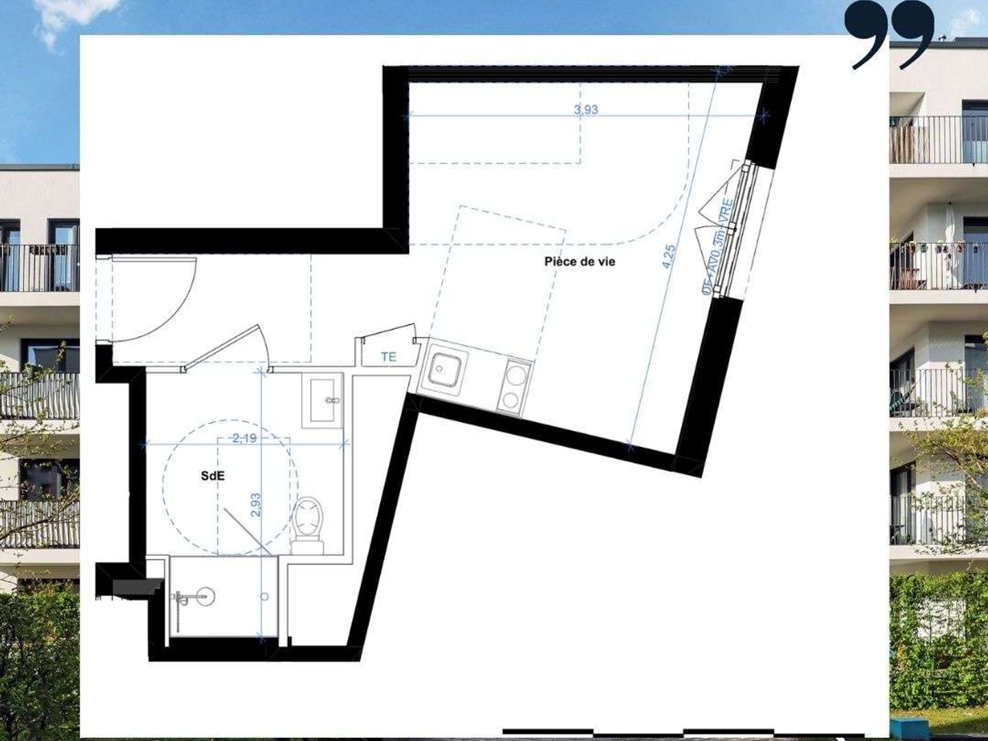 Appartement 1 pièce 22 m²
