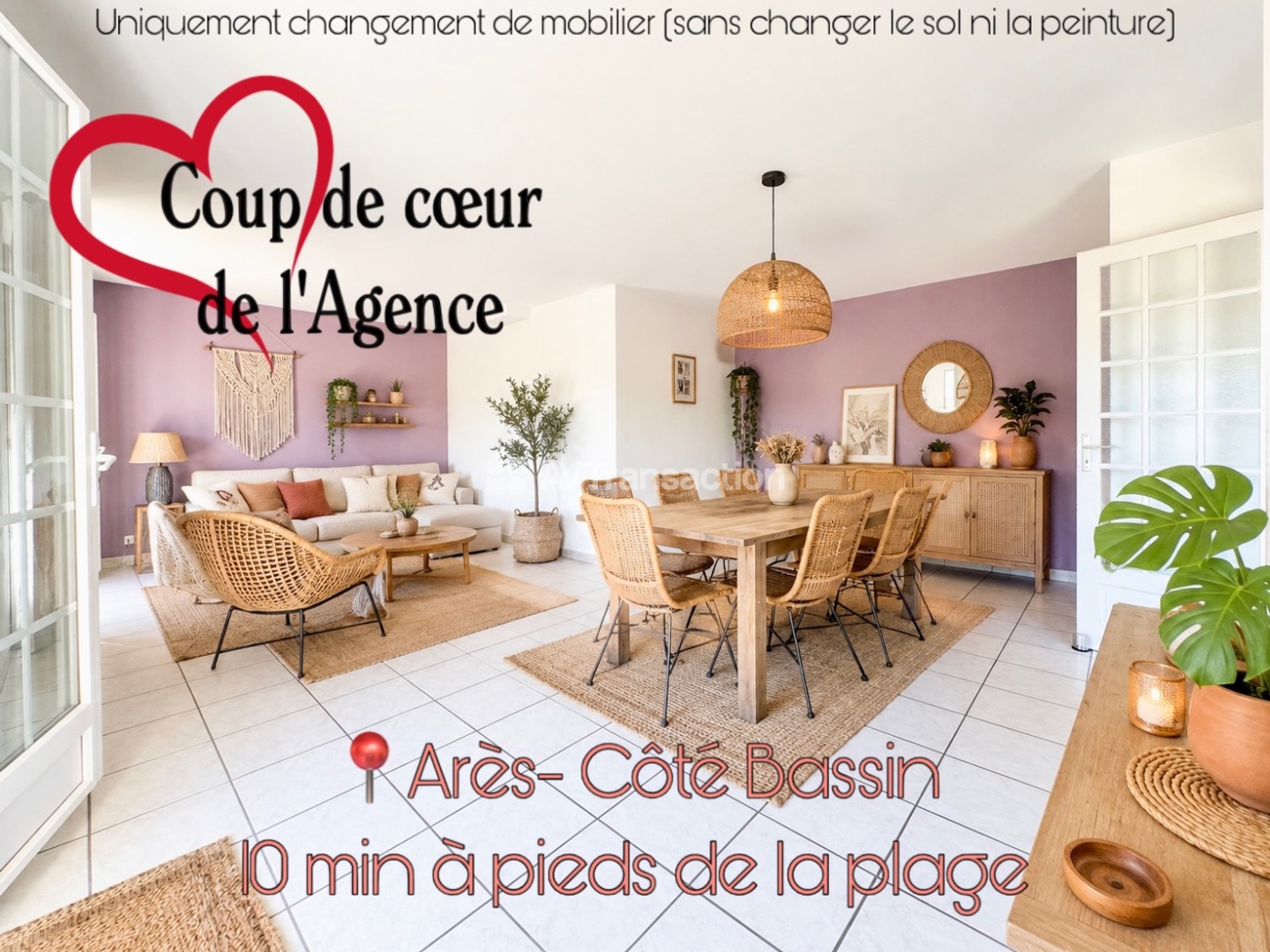 maison 3 chambres plain pieds 10min à pieds de la plage