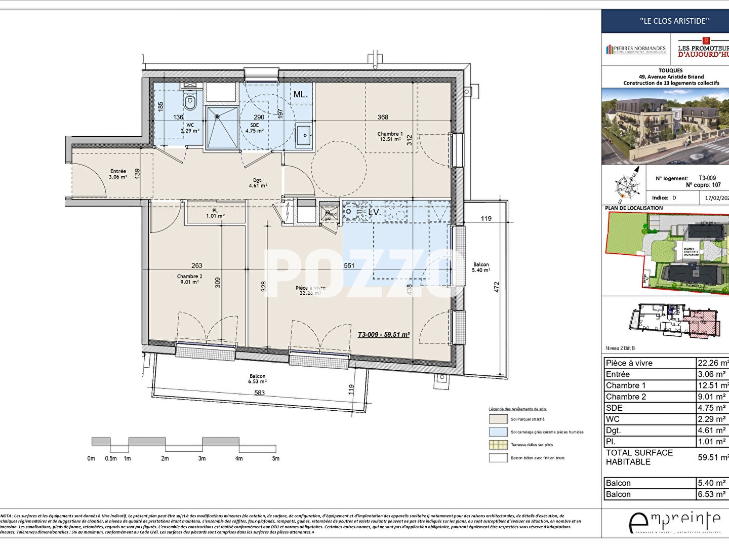 Appartement à vendre - 3 pièces - 60m2 - Touques (14800)