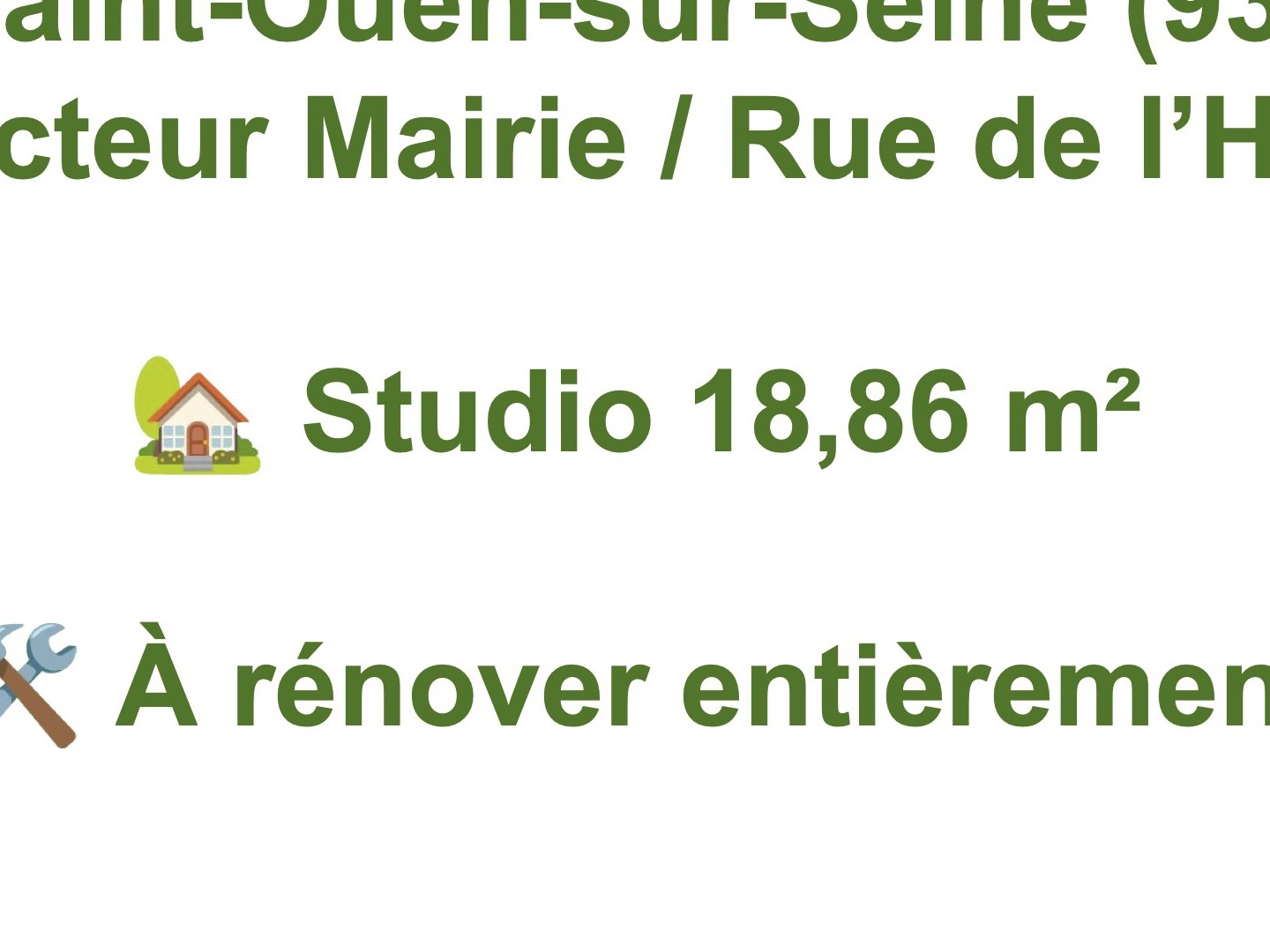 Appartement à vendre - 1 pièce - 19m2 - Saint-Ouen (93400)
