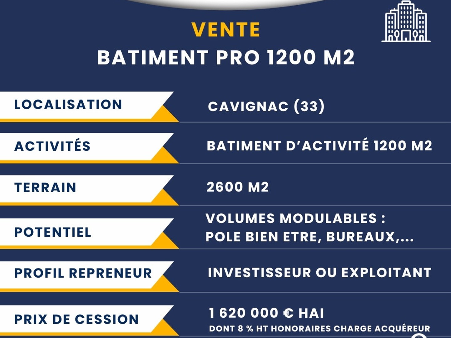 Immeuble à vendre - Cavignac (33620)