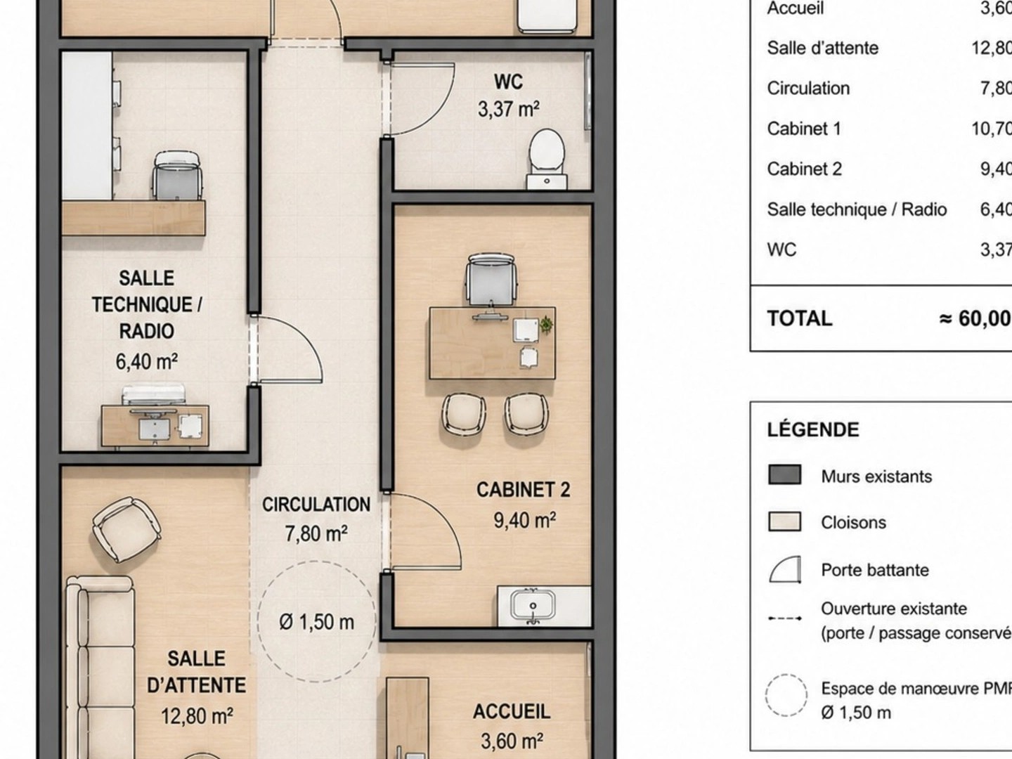 Locaux à vendre - 3 pièces - 62m2 - Paris 15e (75015)
