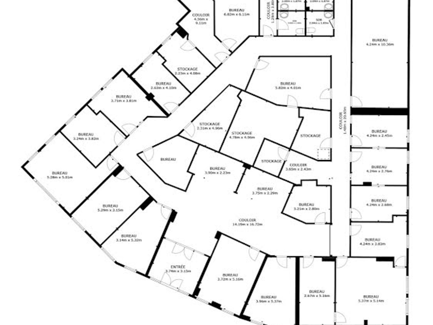 Bureaux 35 pièces 1039 m²