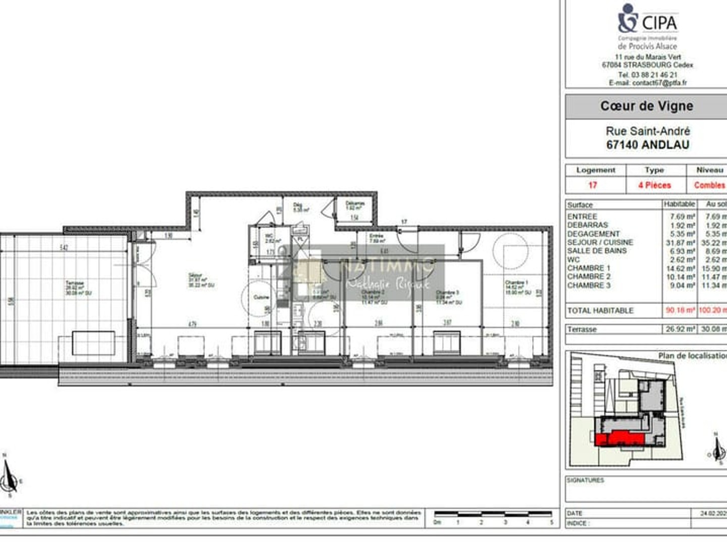 Appartement à vendre - 4 pièces - 90m2 - Andlau (67140)
