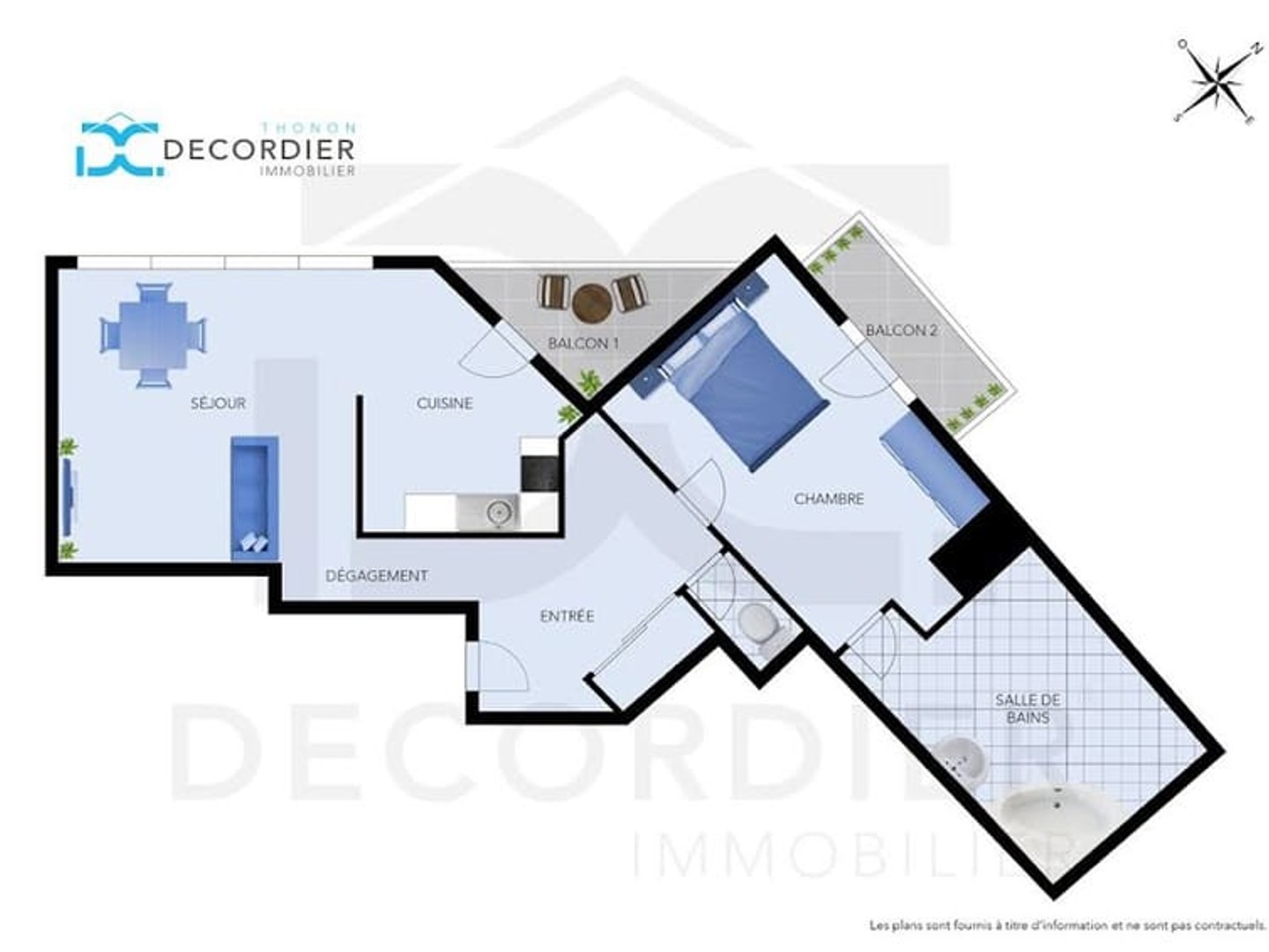 Appartement à vendre - 2 pièces - 50m2 - Thonon-Les-Bains (74200)