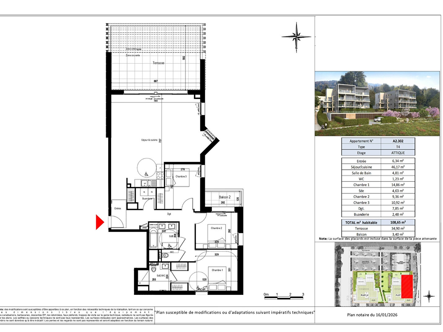 Appartement à vendre - 4 pièces - 109m2 - Évian-Les-Bains (74500)